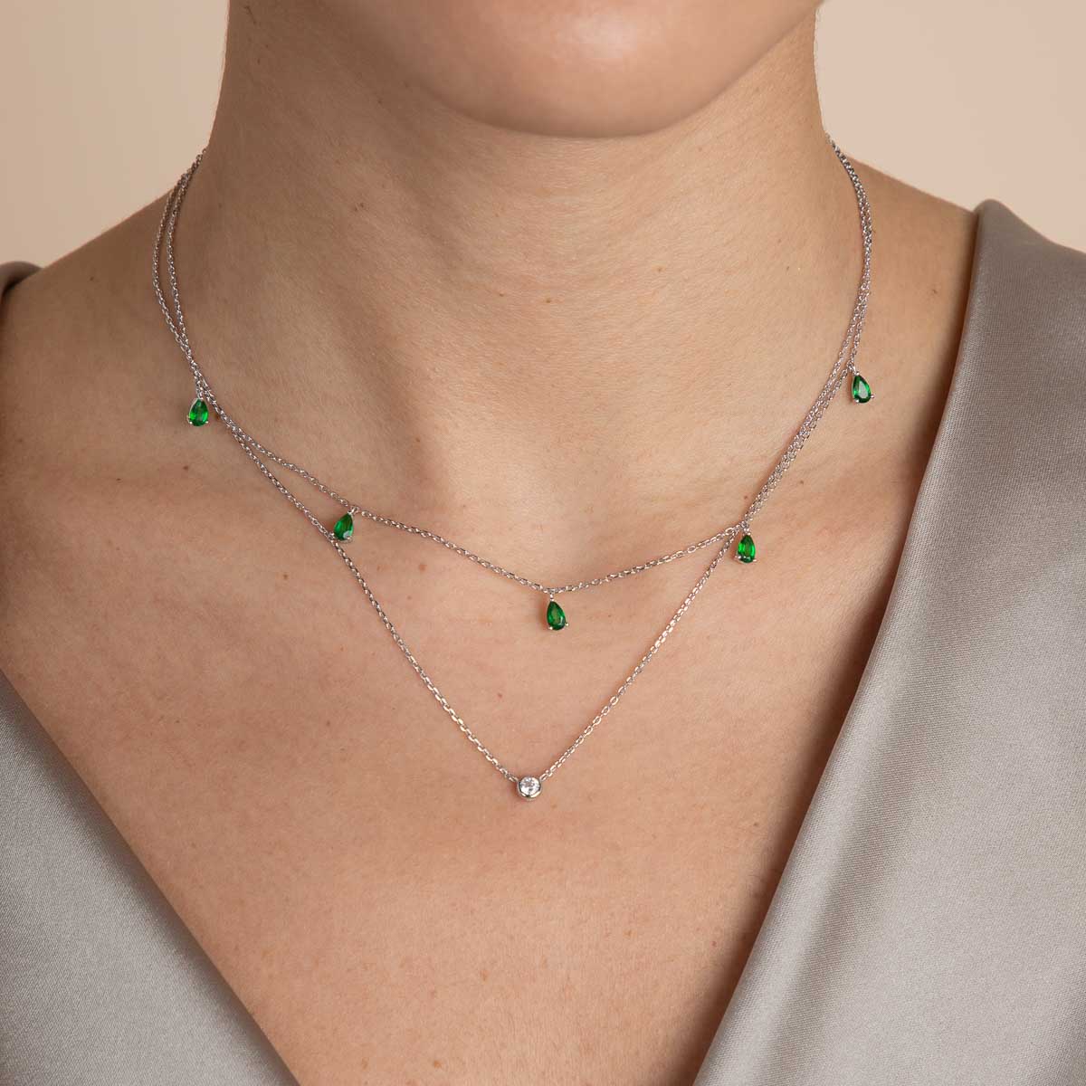 Essential Crystal Pendant Necklace in Silver - Image 3