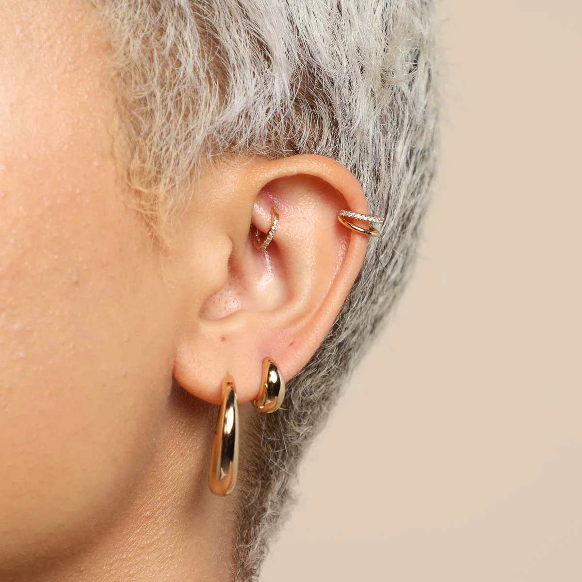 Essential Crystal Small Hoops in Gold - Image 3
