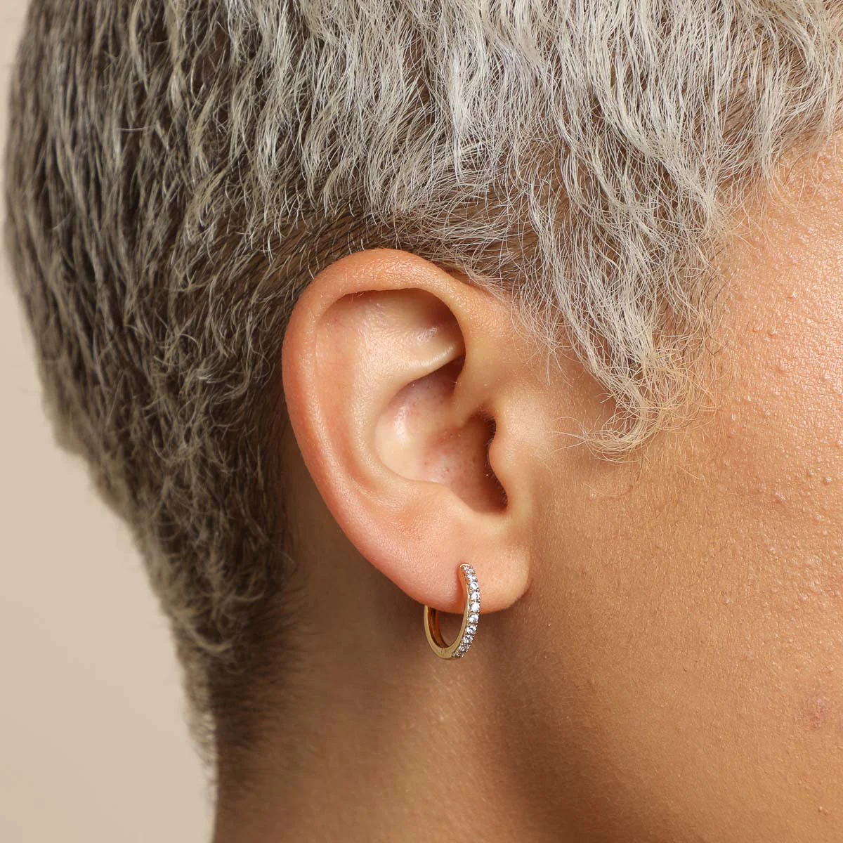 Essential Crystal Small Hoops in Gold - Image 5