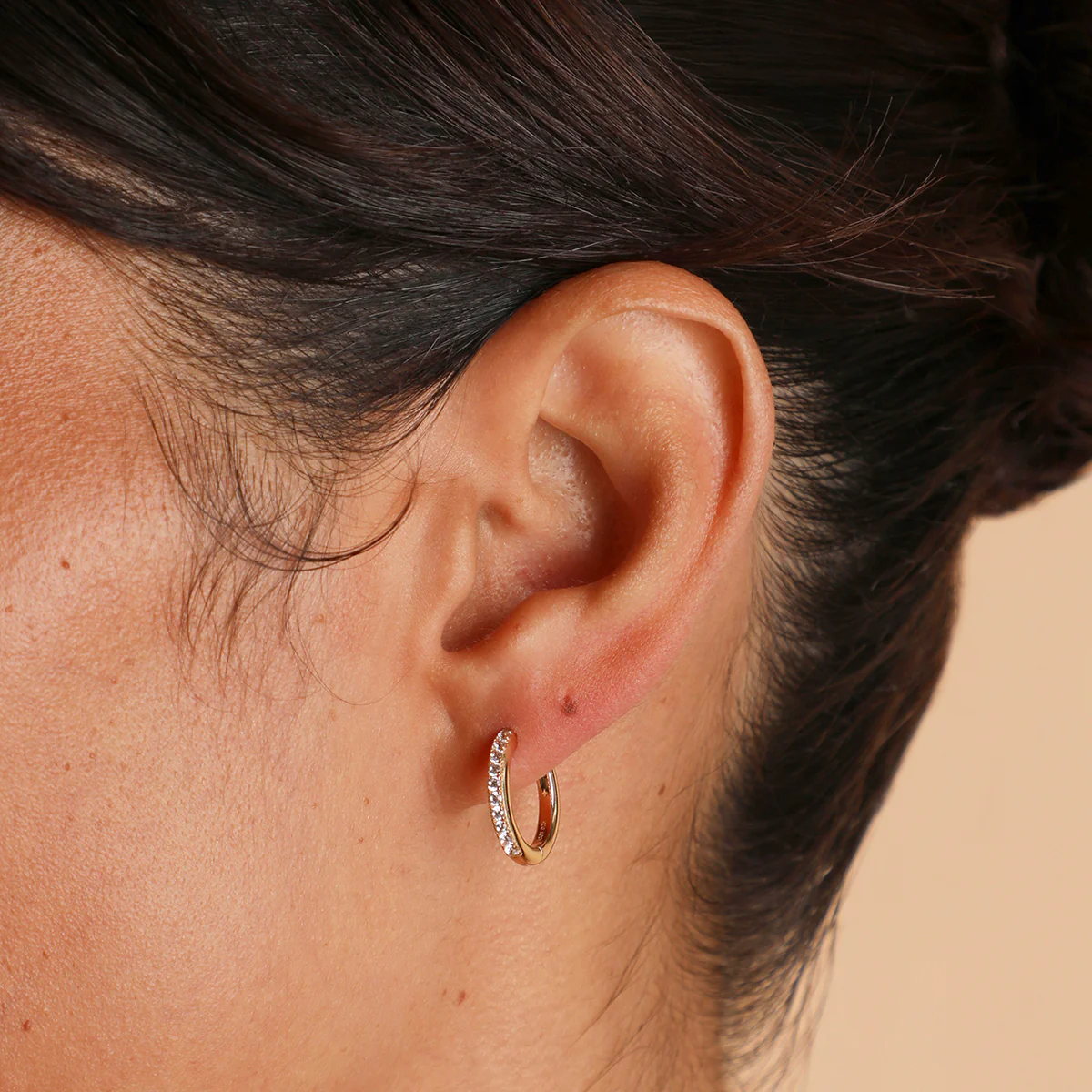 Essential Crystal Small Hoops in Gold - Image 6