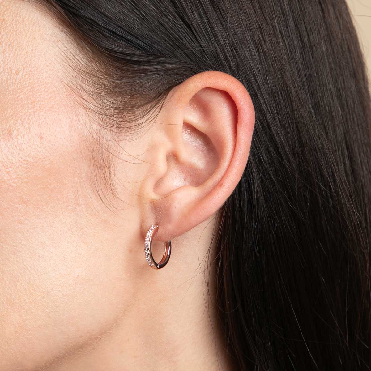 Essential Crystal Small Hoops in Rose Gold - Image 2