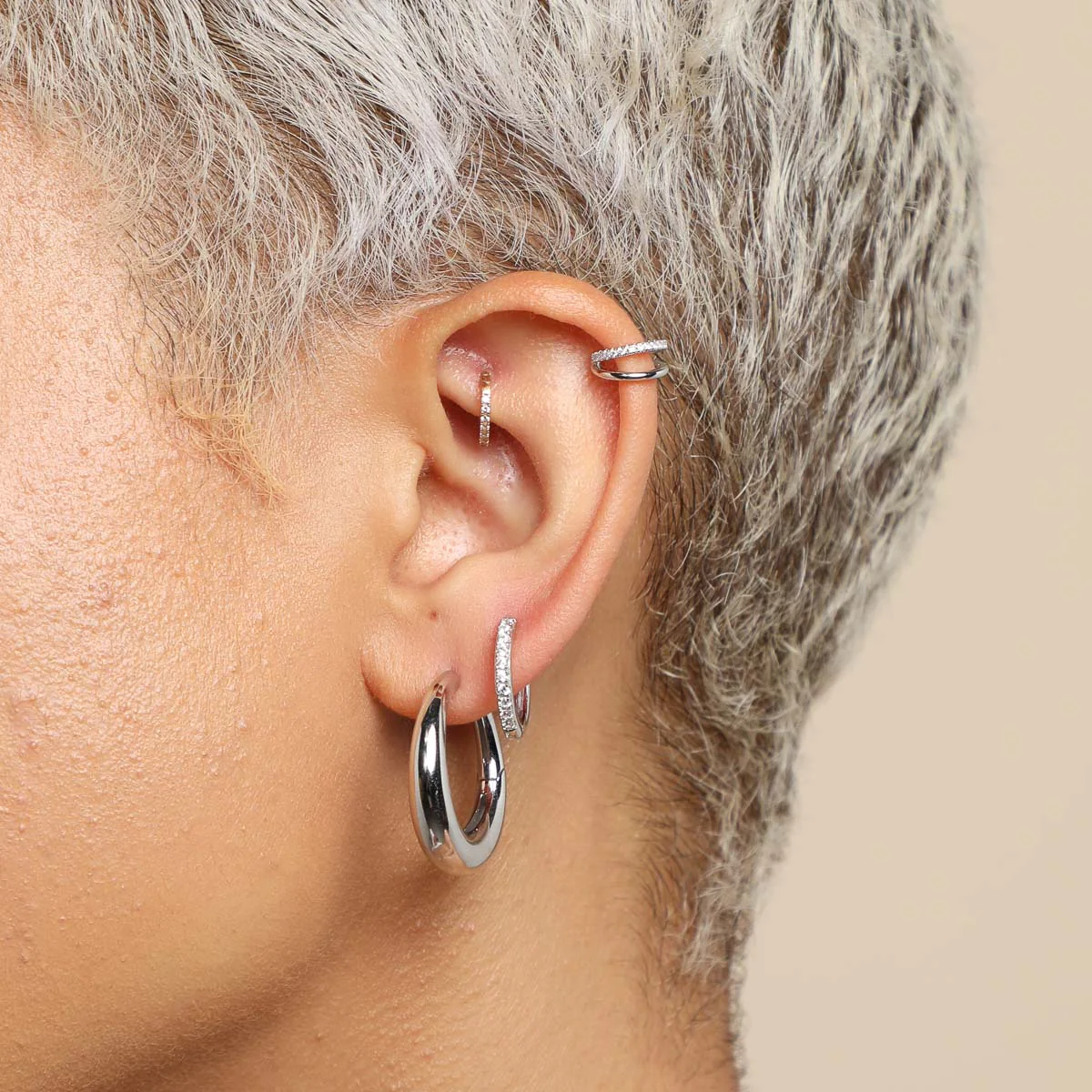 Essential Crystal Small Hoops in Silver - Image 3