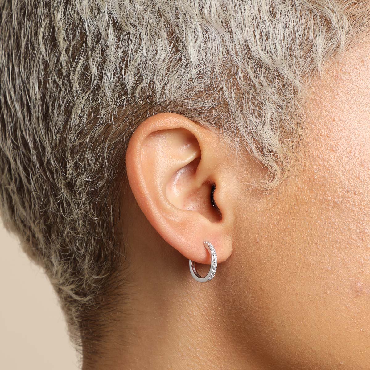 Essential Crystal Small Hoops in Silver - Image 5