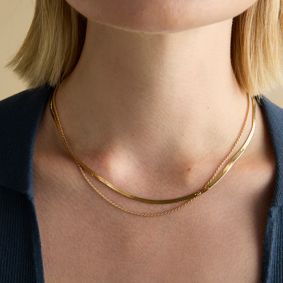 Essential Snake Chain Necklace in Gold - Image 3