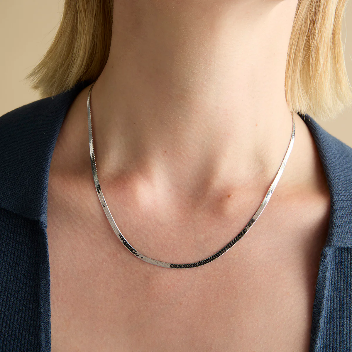 Essential Snake Chain Necklace in Silver - Image 2