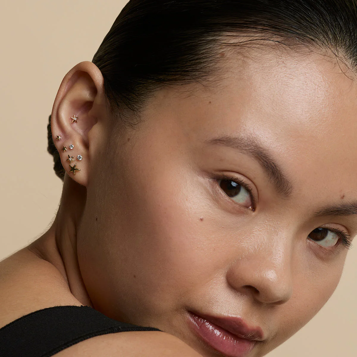 Floating Diamond Large Piercing Stud in Solid Gold - Image 4