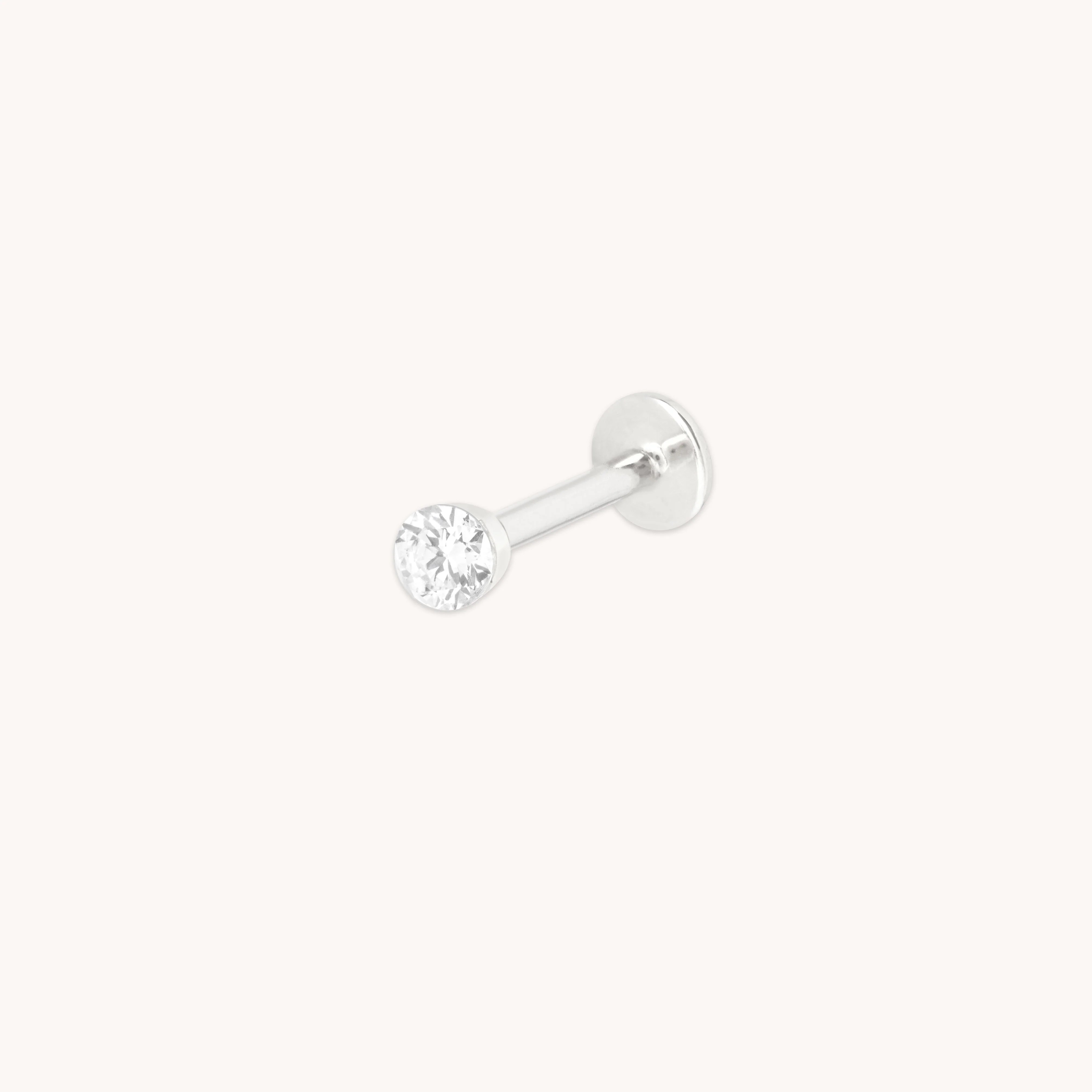 Floating Diamond Large Piercing Stud in Solid White Gold