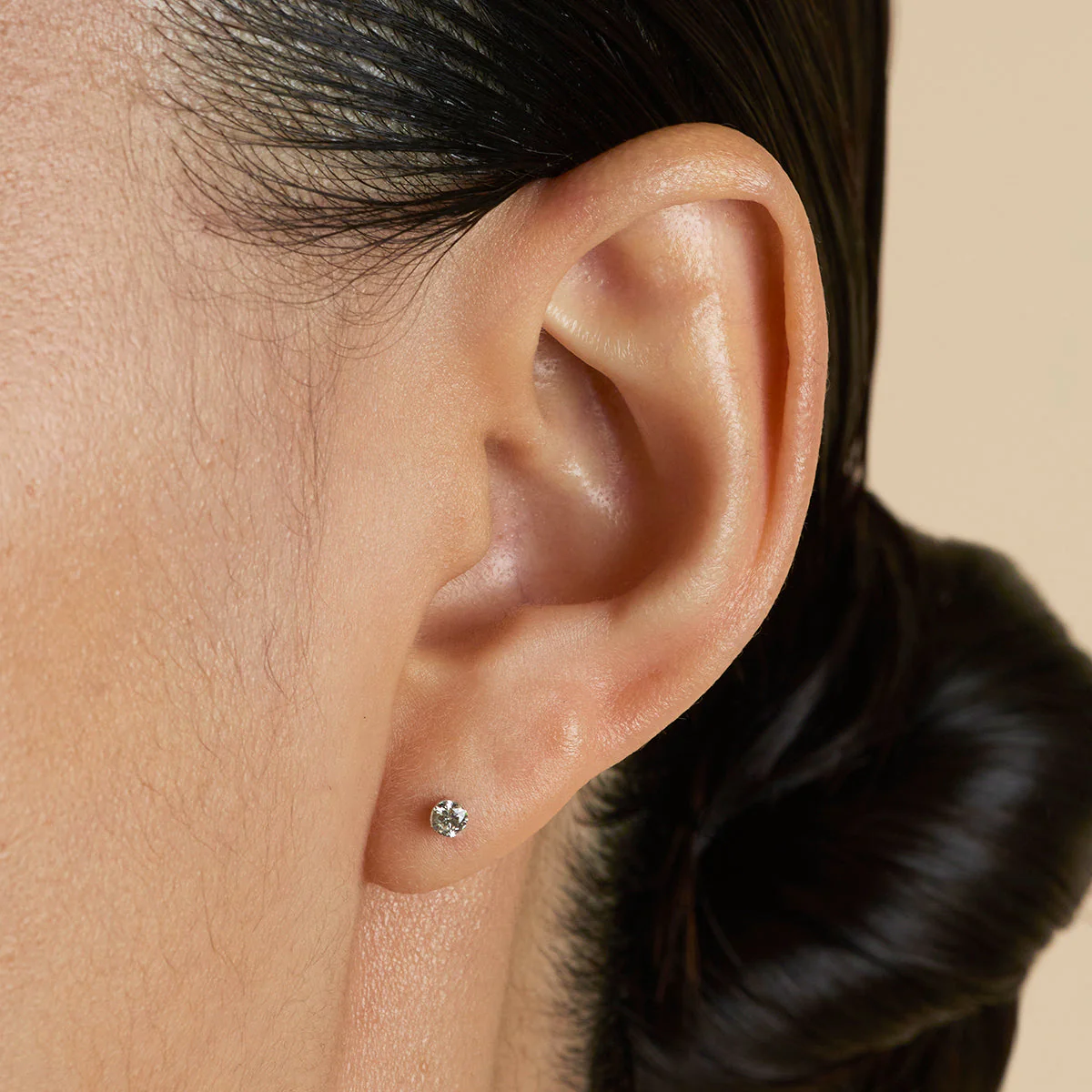 Floating Diamond Large Piercing Stud in Solid White Gold - Image 2