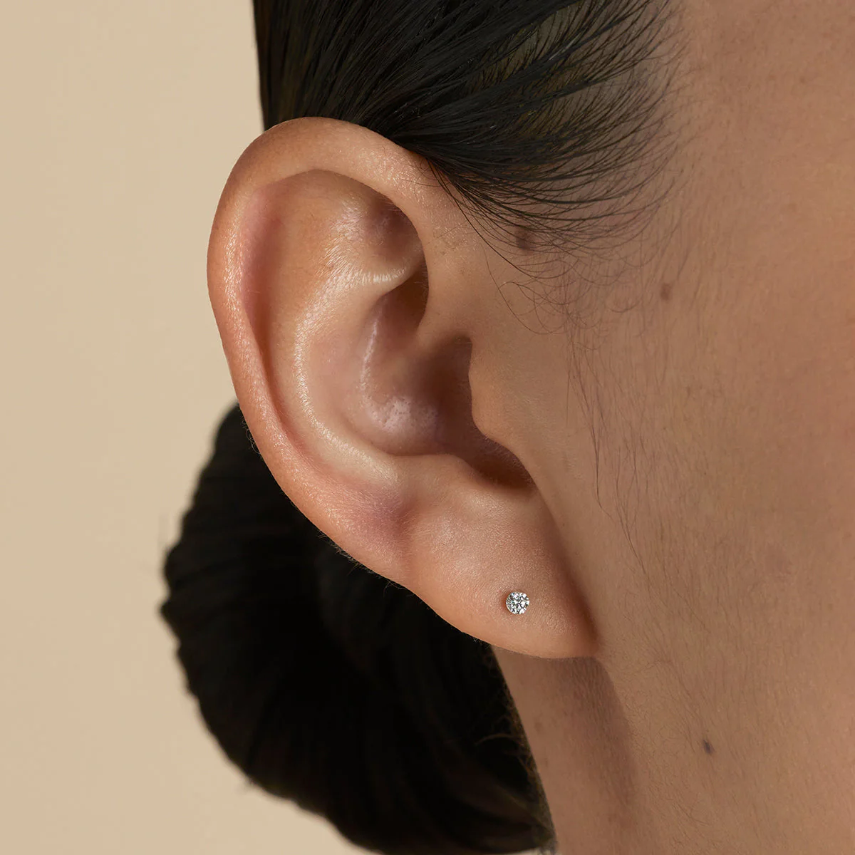 Floating Diamond Medium Piercing Stud in Solid Gold - Image 2