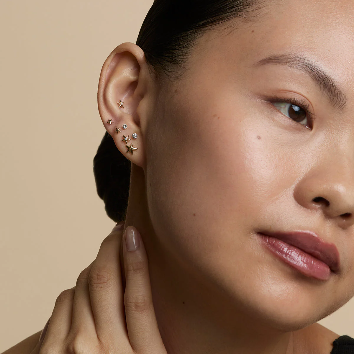 Floating Diamond Medium Piercing Stud in Solid Gold - Image 6