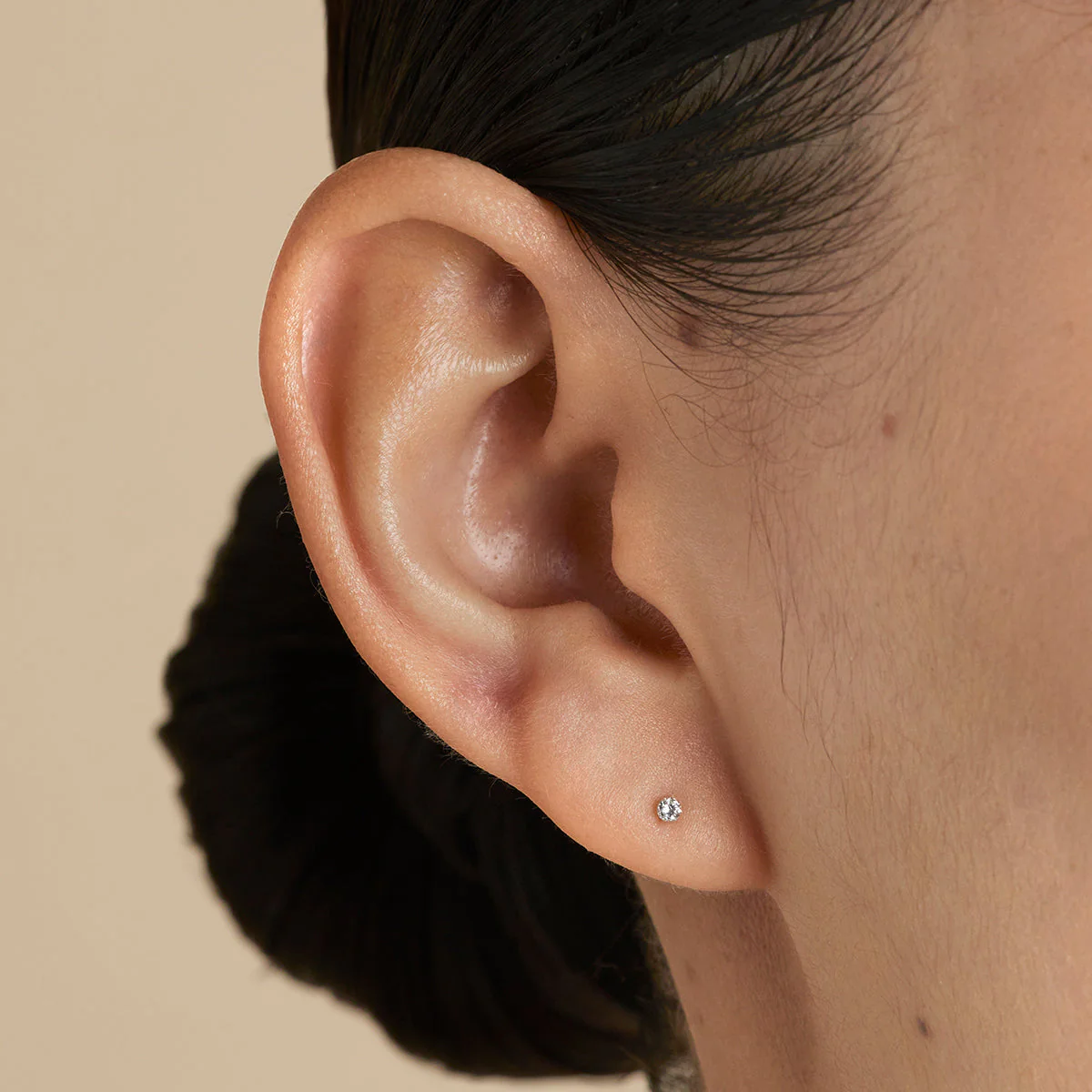 Floating Diamond Small Piercing Stud in Solid Gold - Image 2