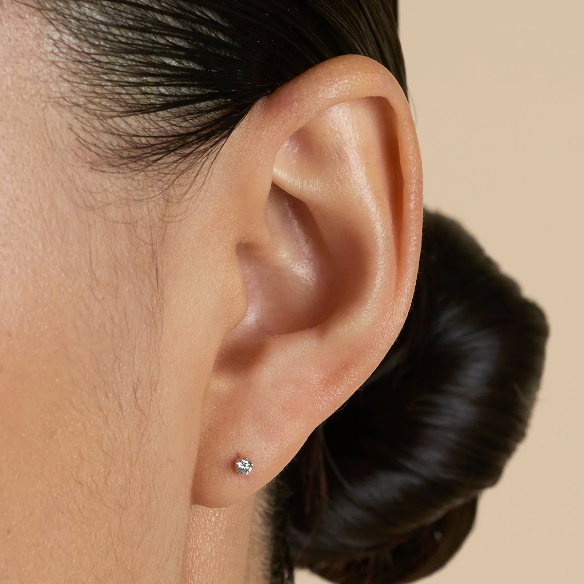 Floating Diamond Small Piercing Stud in Solid White Gold - Image 2