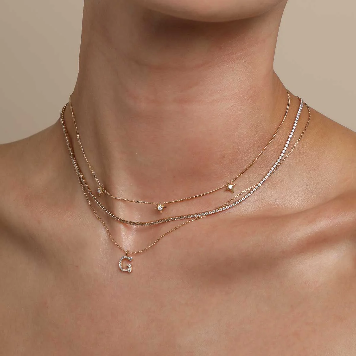 G Initial Pavé Pendant Necklace in Gold - Image 3