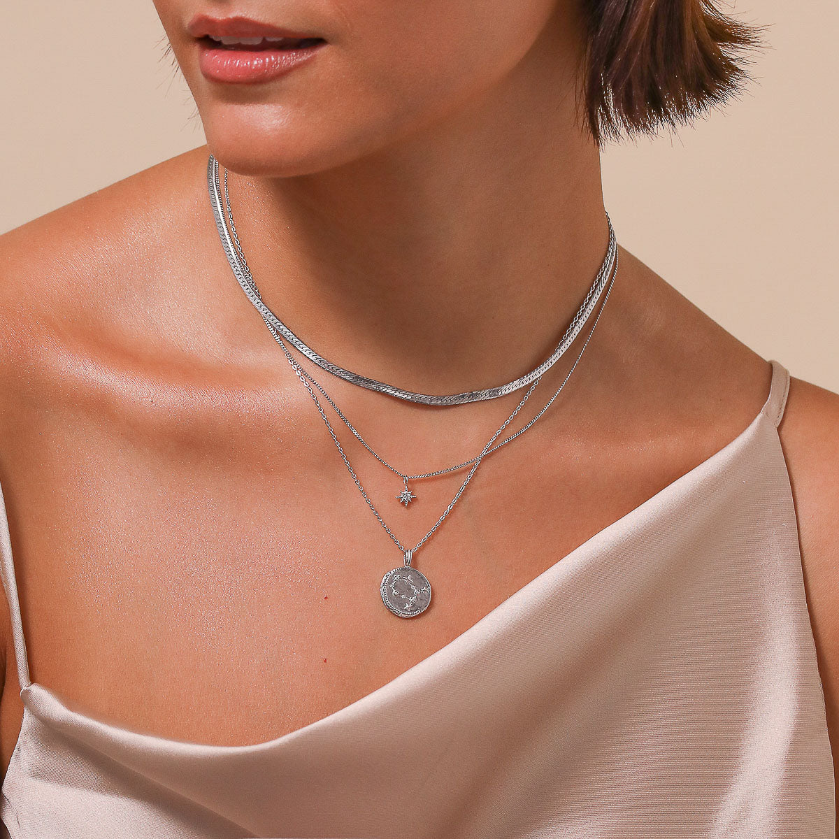 Gemini Zodiac Pendant Necklace in Silver - Image 4