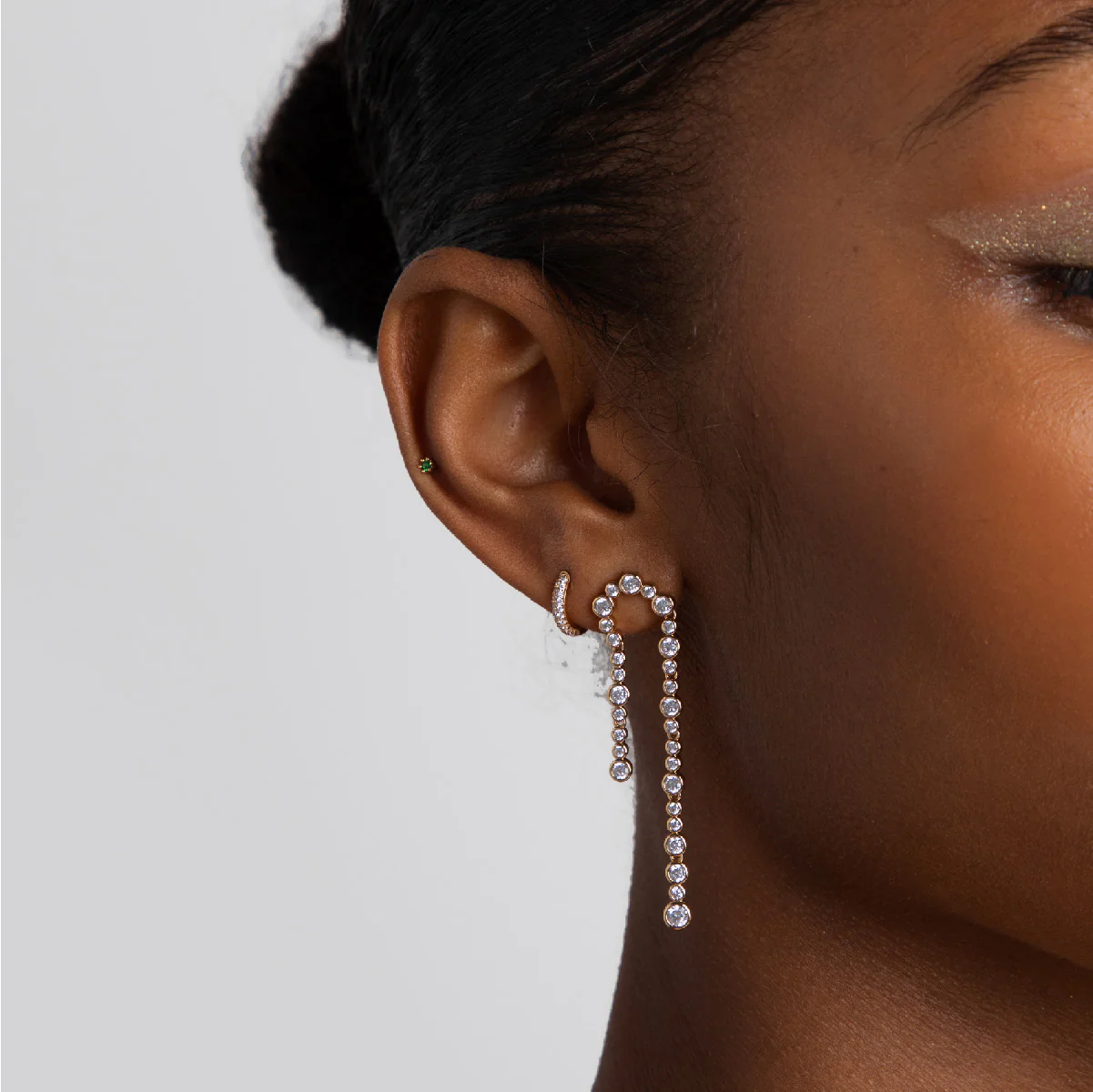 Gleam Crystal Drop Studs in Gold - Image 3