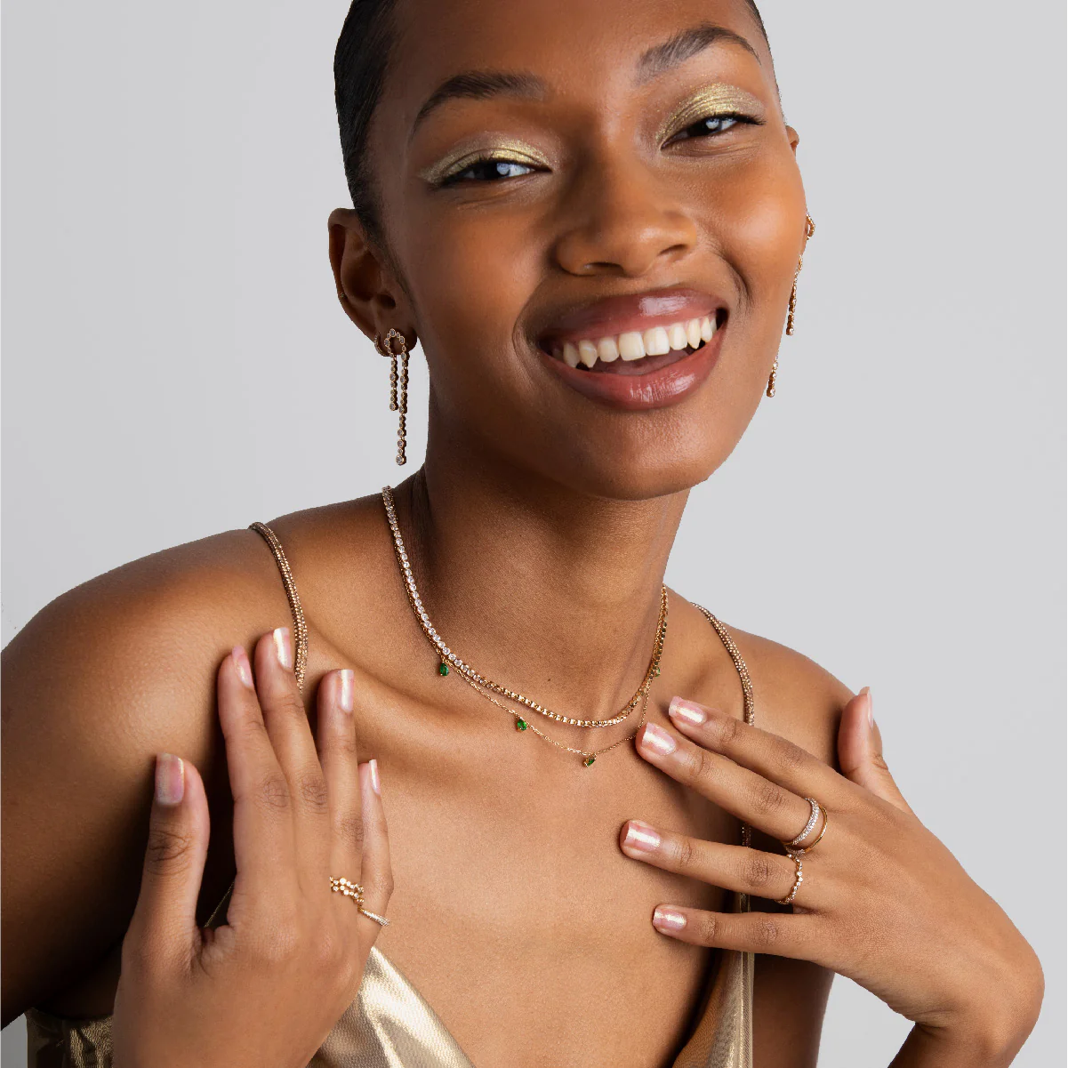 Gleam Crystal Drop Studs in Gold - Image 5