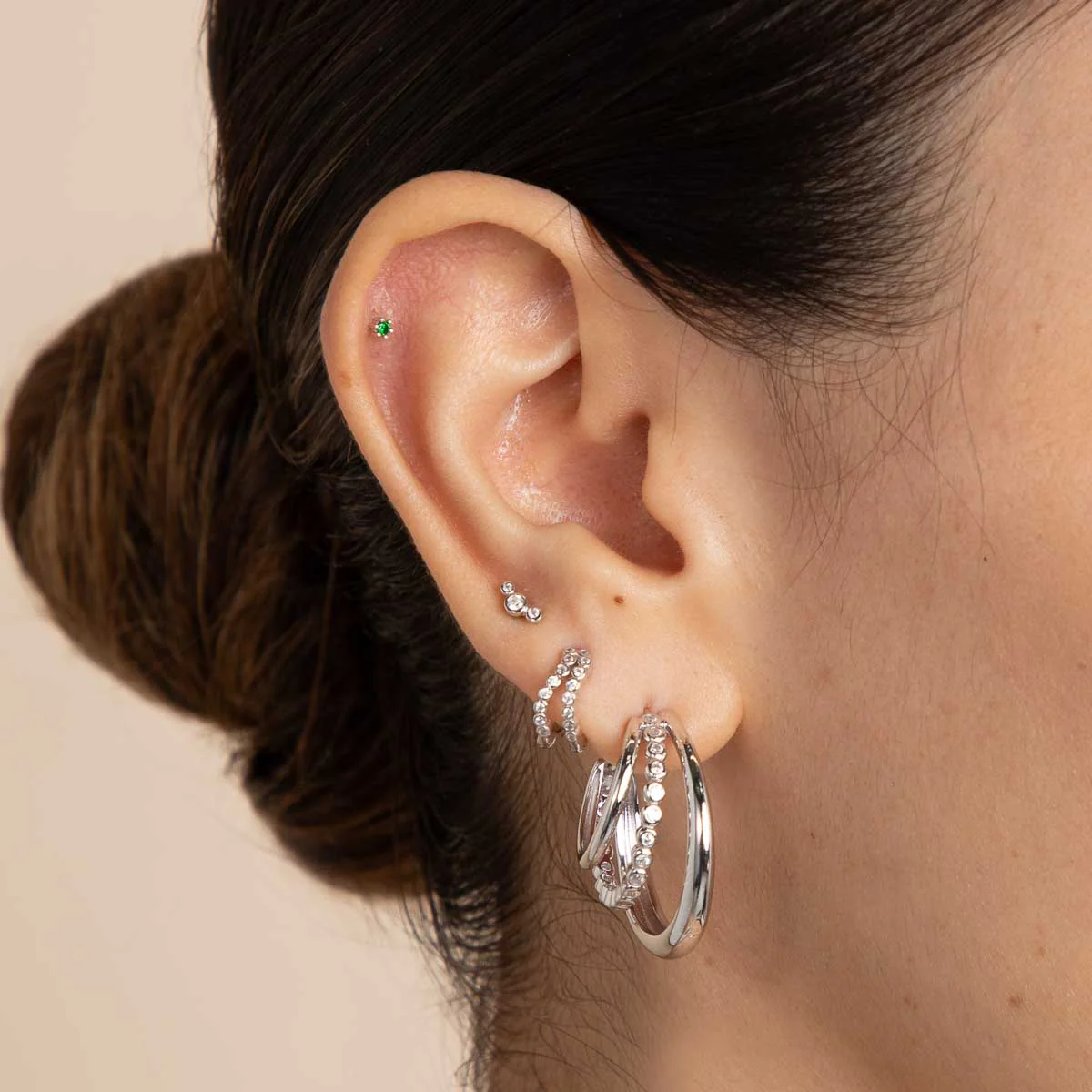 Gleam Illusion Crystal Huggies in Silver - Image 3