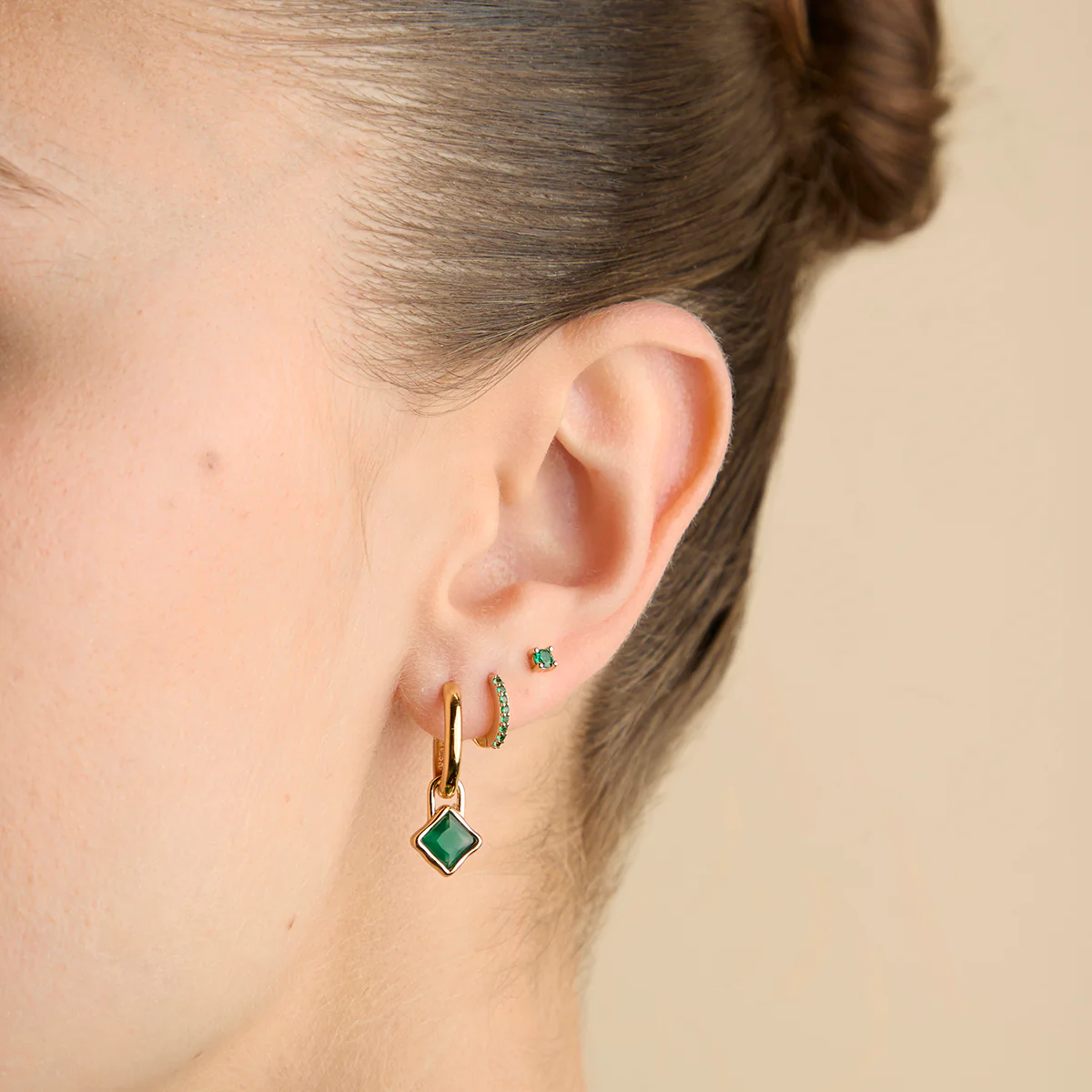 Green Agate May Clip Charm in Gold - Image 5