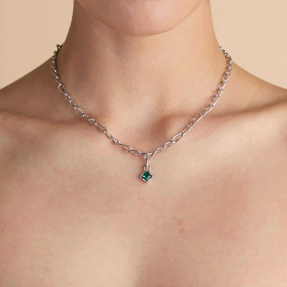 Green Agate May Clip Charm in Silver - Image 2