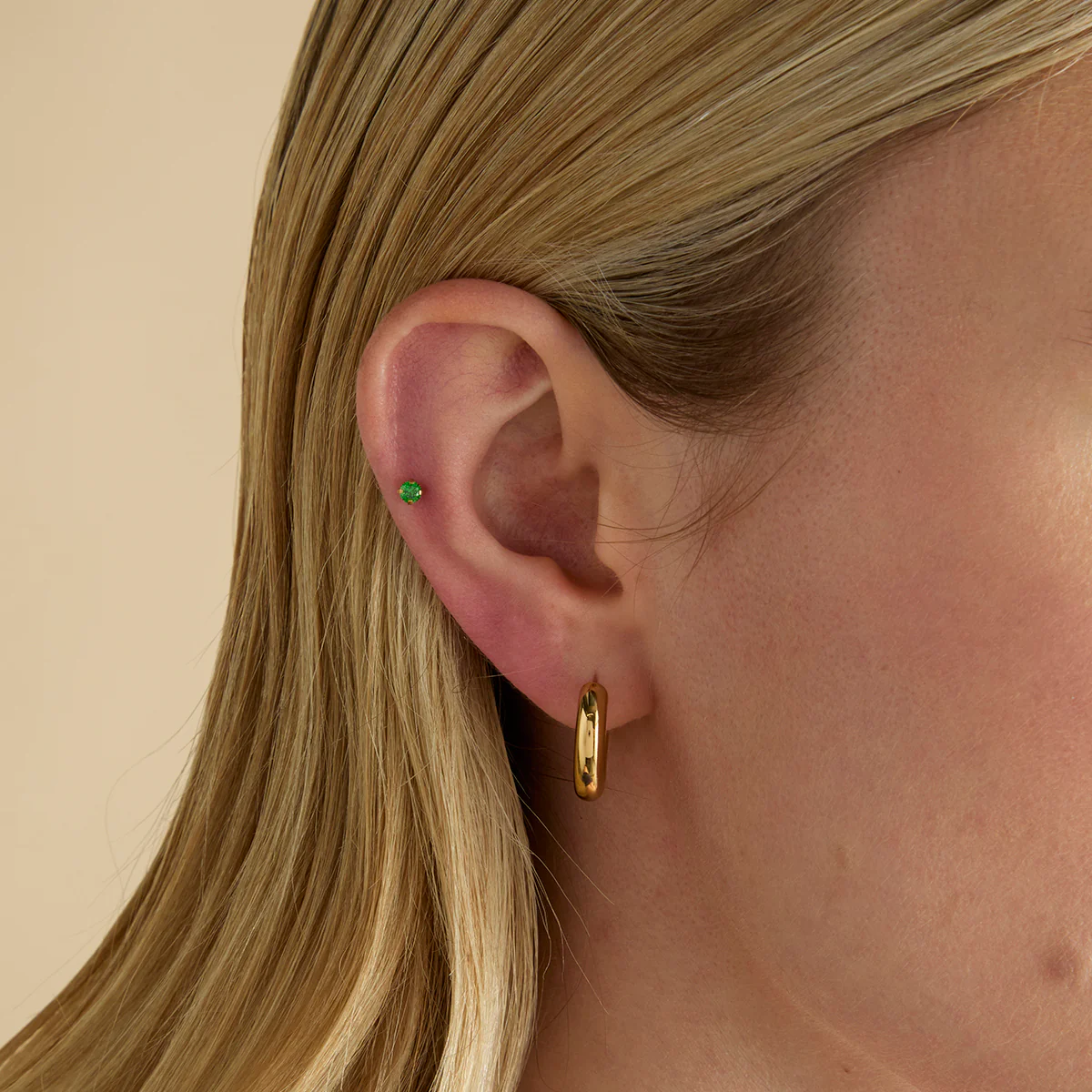 Green Titanium Piercing Stud in Gold - Image 2