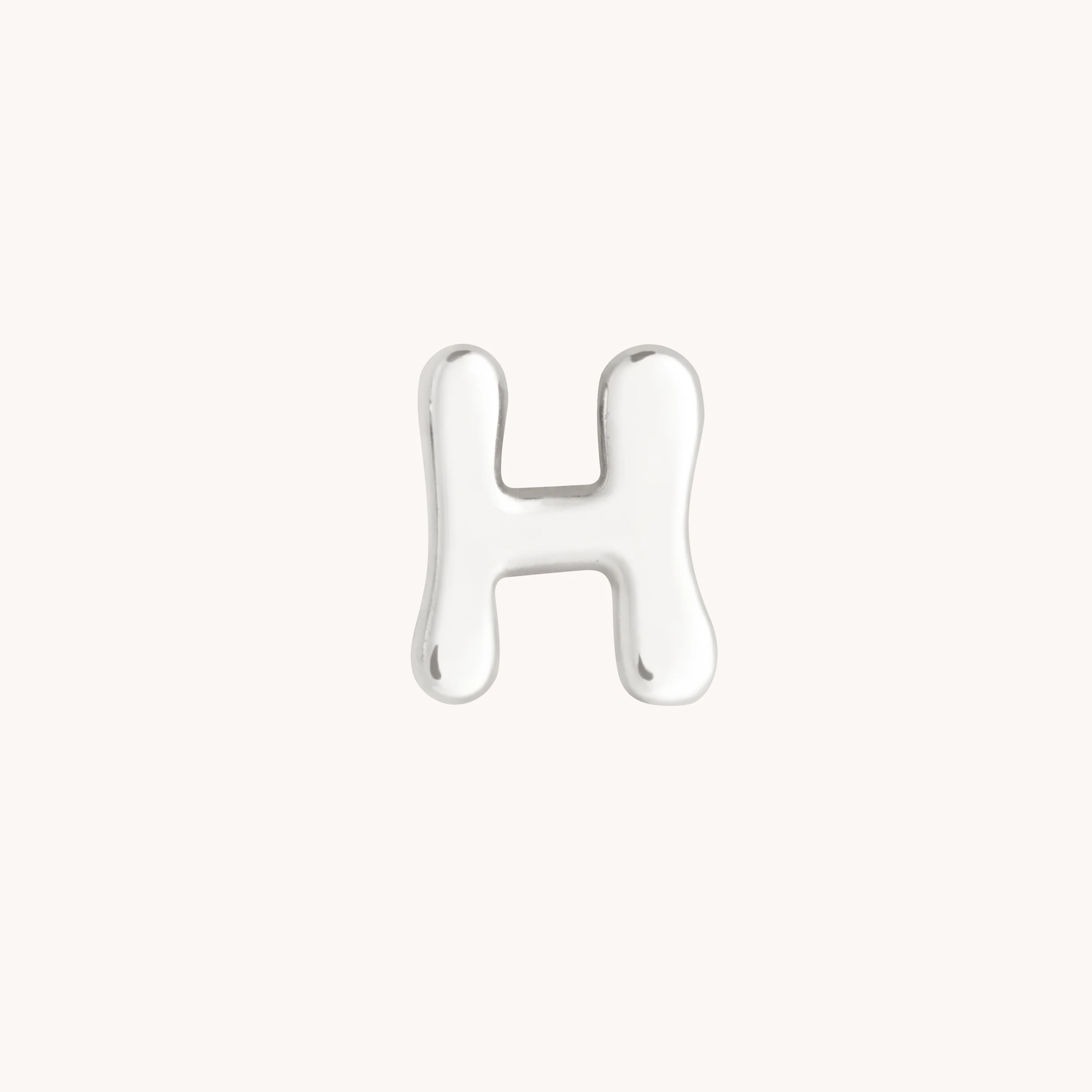 H Initial Click Charm in Solid White Gold