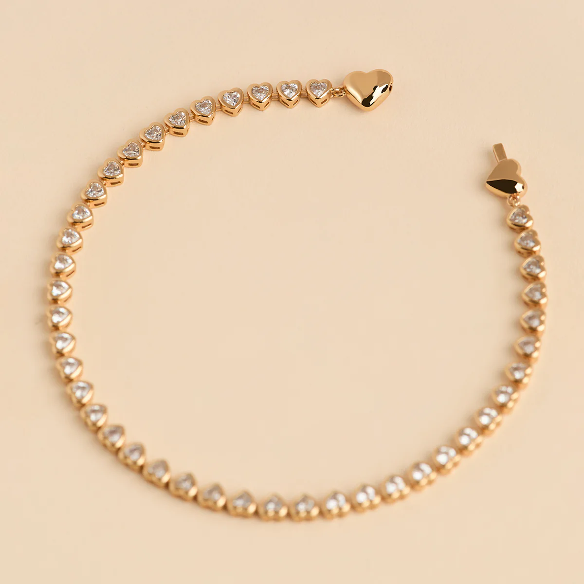 Heart Bezel Tennis Bracelet in Gold - Image 5