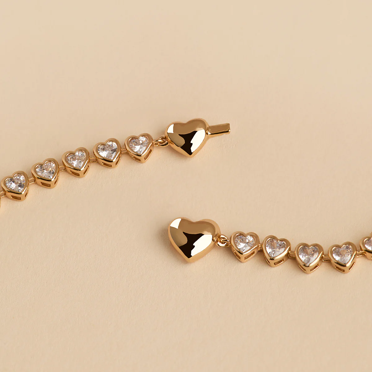 Heart Bezel Tennis Necklace in Gold - Image 3