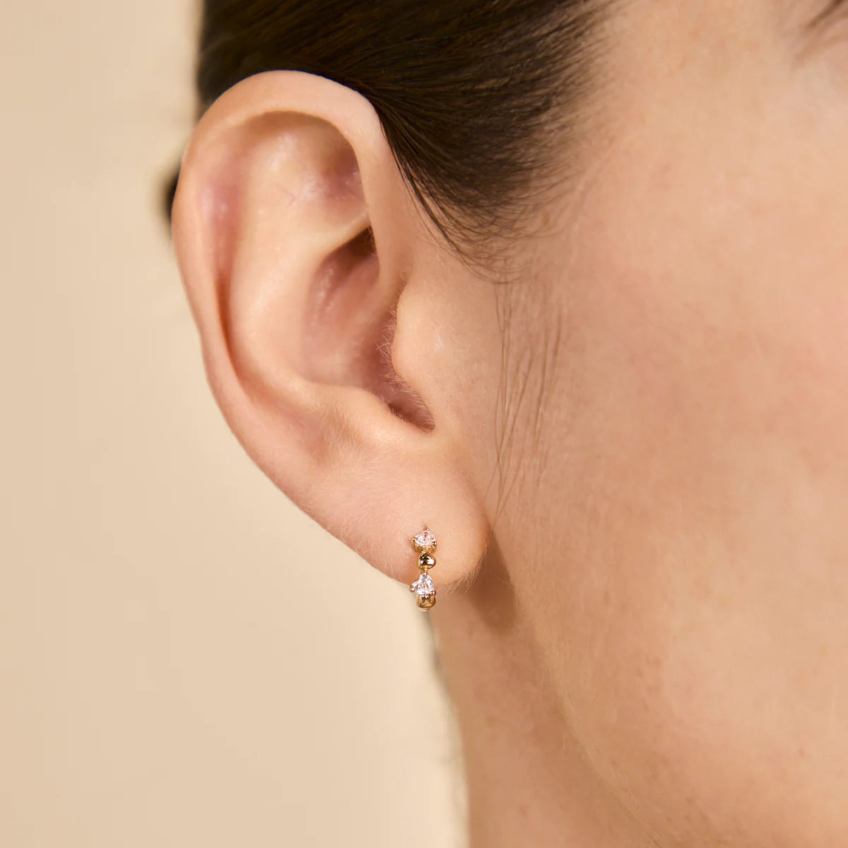 Heart Crystal Hoop in Gold - Image 3