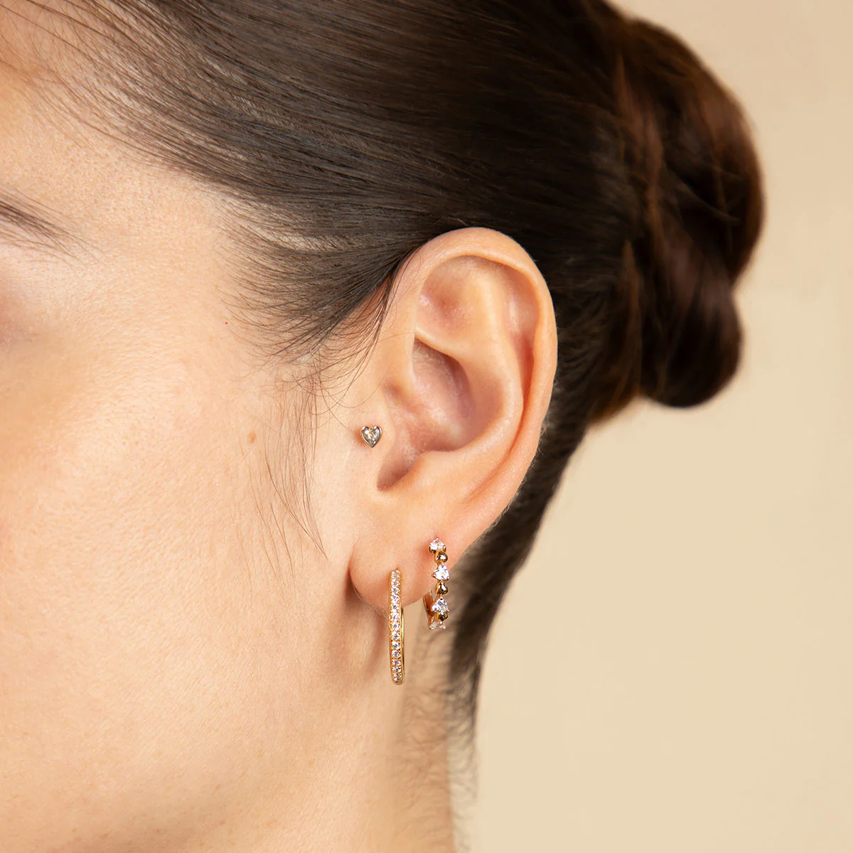 Heart Crystal Hoop in Gold - Image 4
