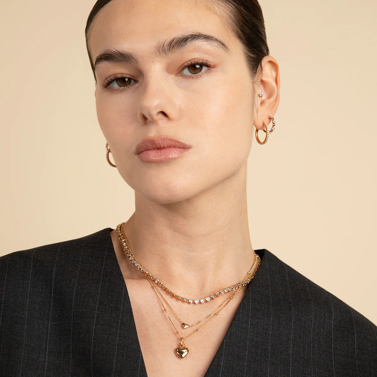 Heart Crystal Hoop in Gold - Image 6