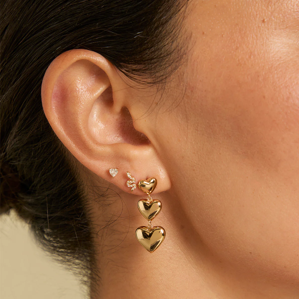 Heart Crystal Studs in Gold - Image 3