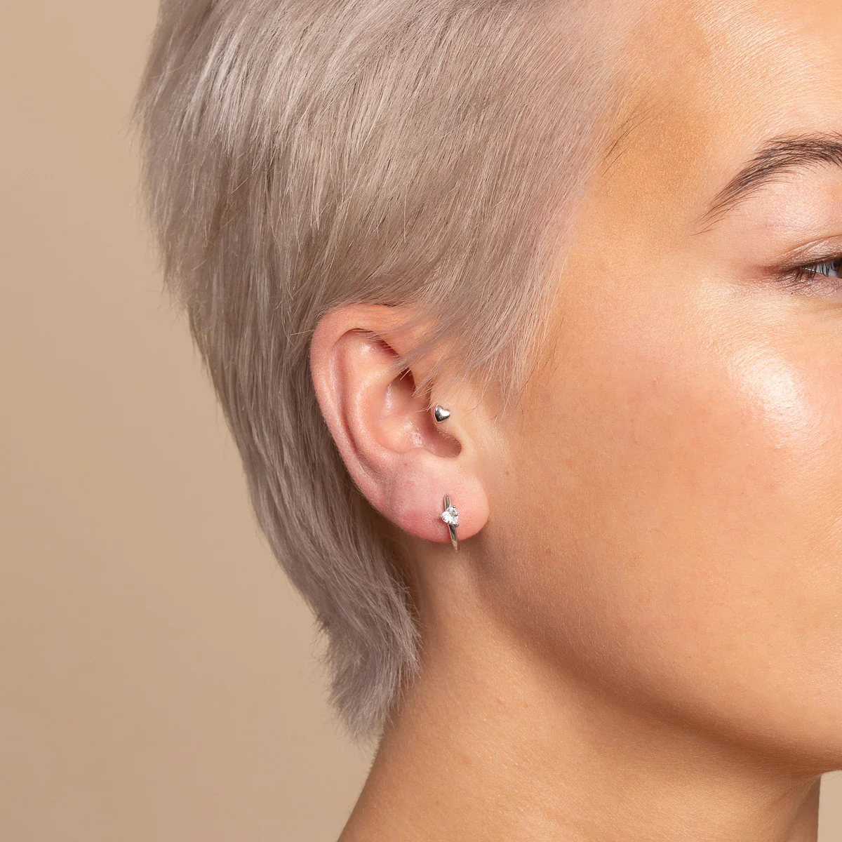 Heart Piercing Stud in Solid White Gold - Image 2