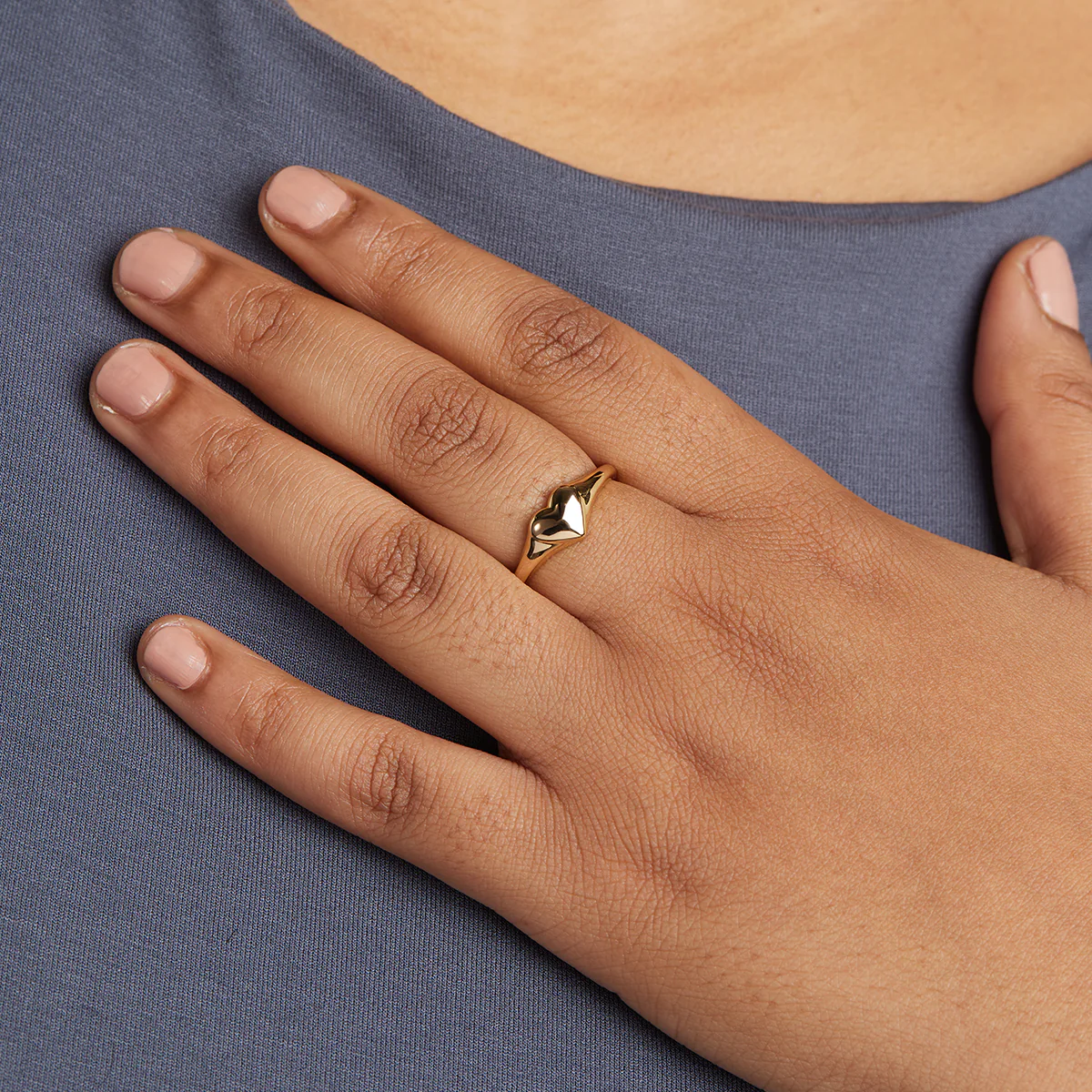 Heart Signet Ring in Gold - Image 6