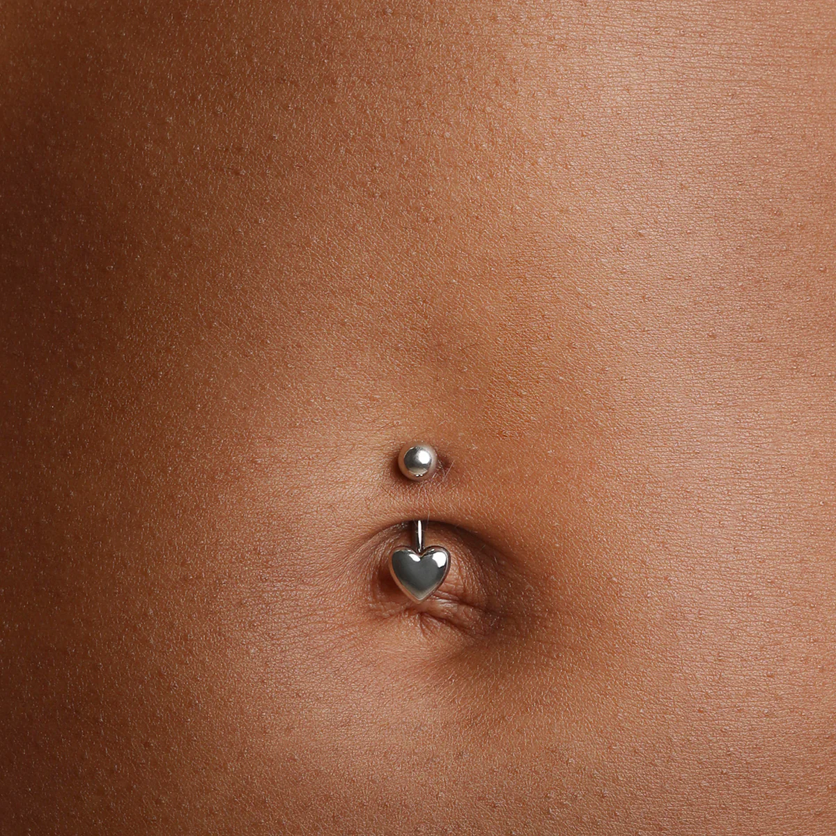 Heart Titanium Belly Bar in Silver - Image 4