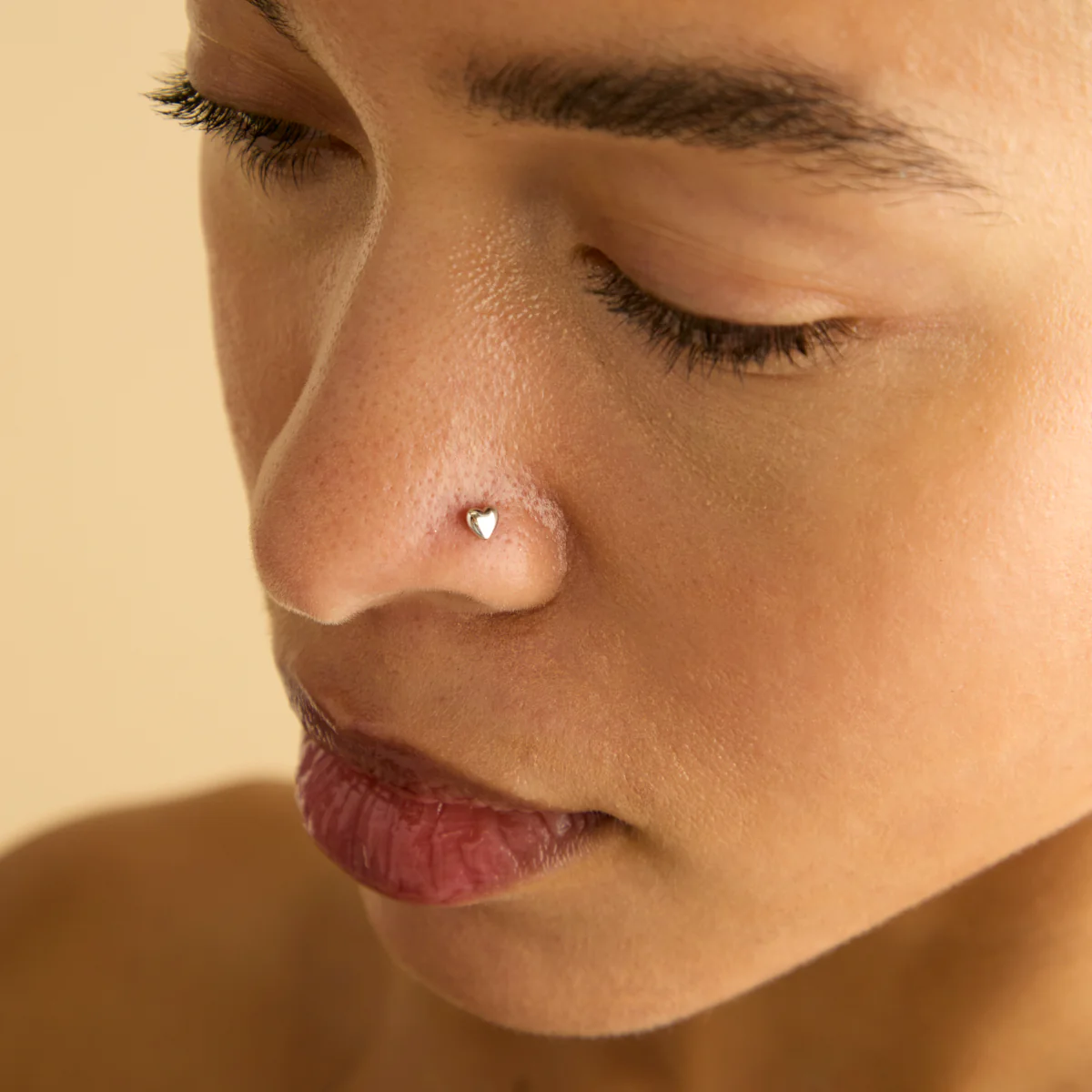 Heart Titanium Piercing Stud in Platinum - Image 3