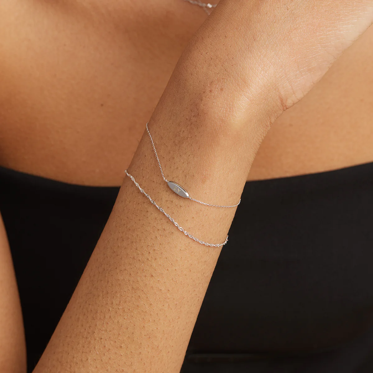 ID Charm Bracelet in Solid White Gold - Image 3