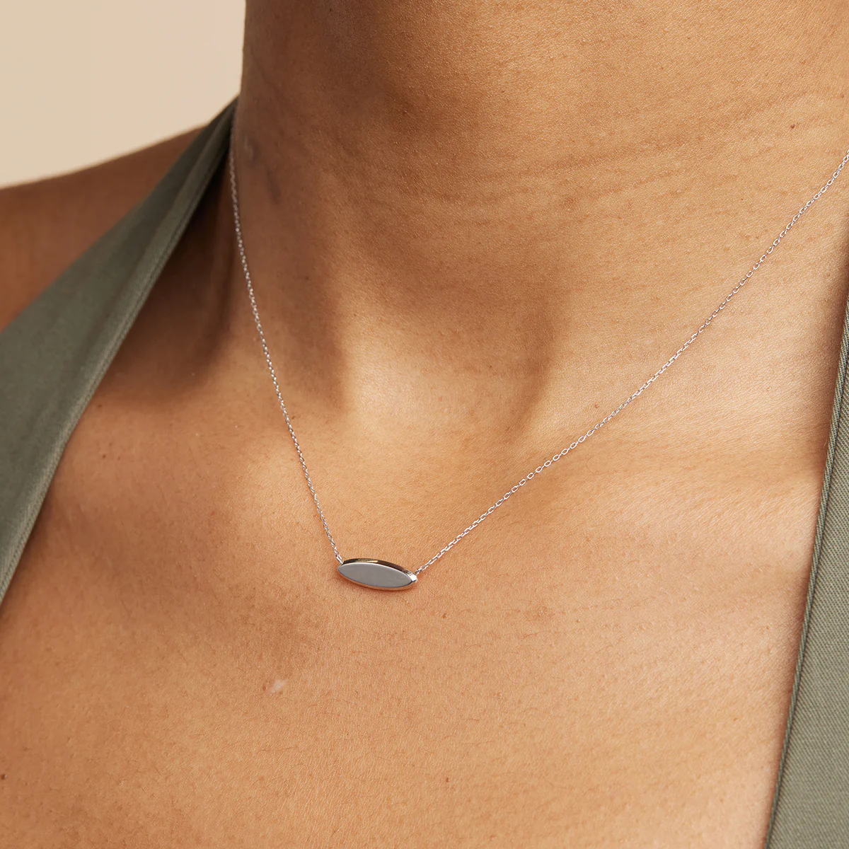 ID Pendant Necklace in Solid White Gold - Image 2