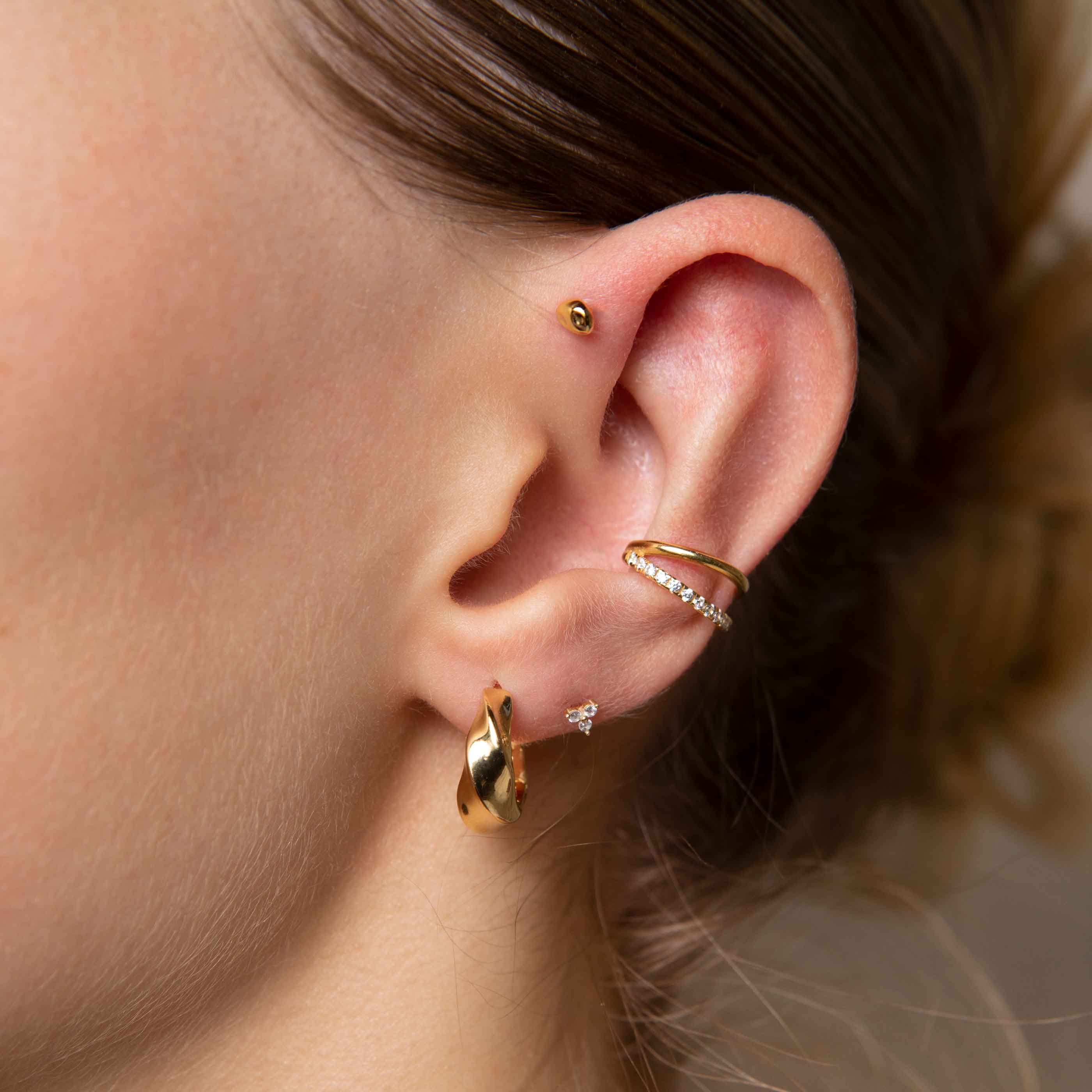 Illusion Crystal Ear Cuff in Gold - Image 4