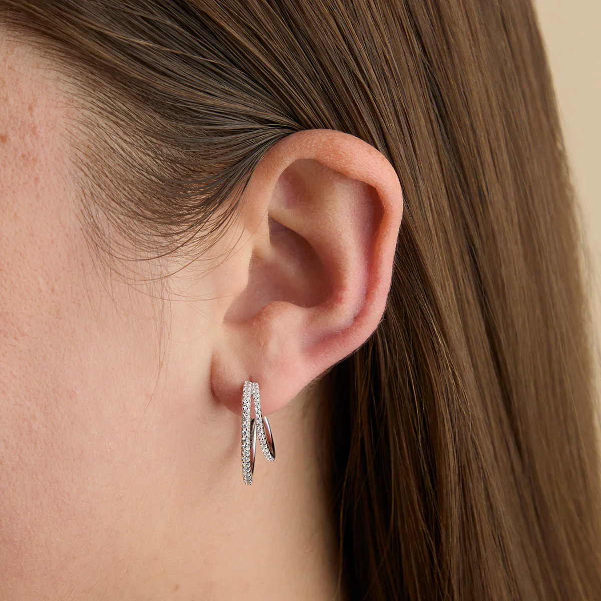 Illusion Crystal Hoops in Silver - Image 3
