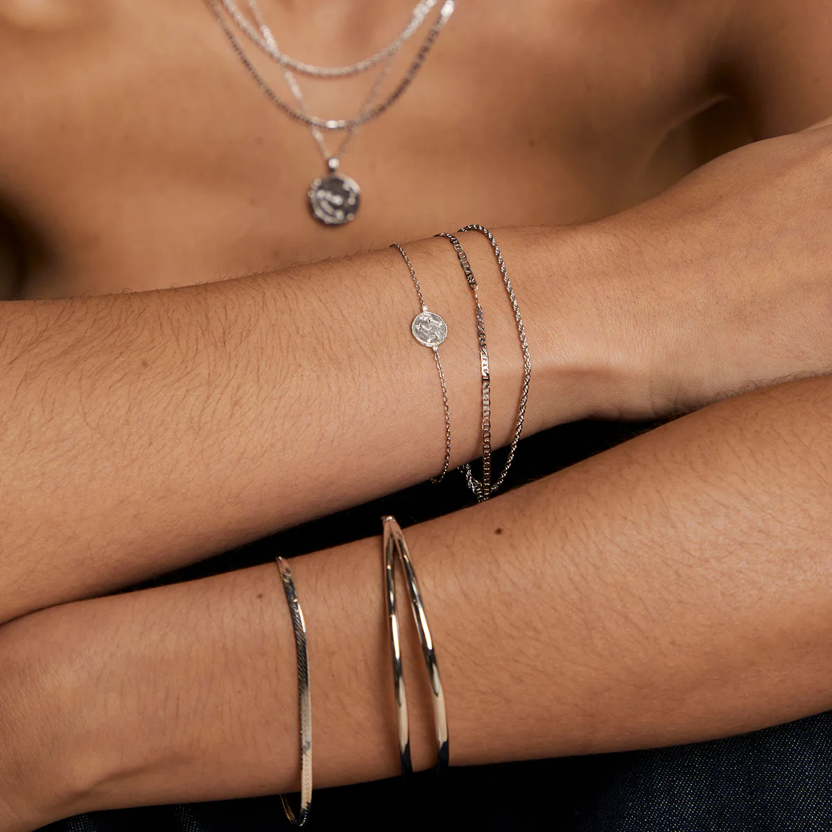 Illusion Double Chain Bracelet in Silver - Image 4