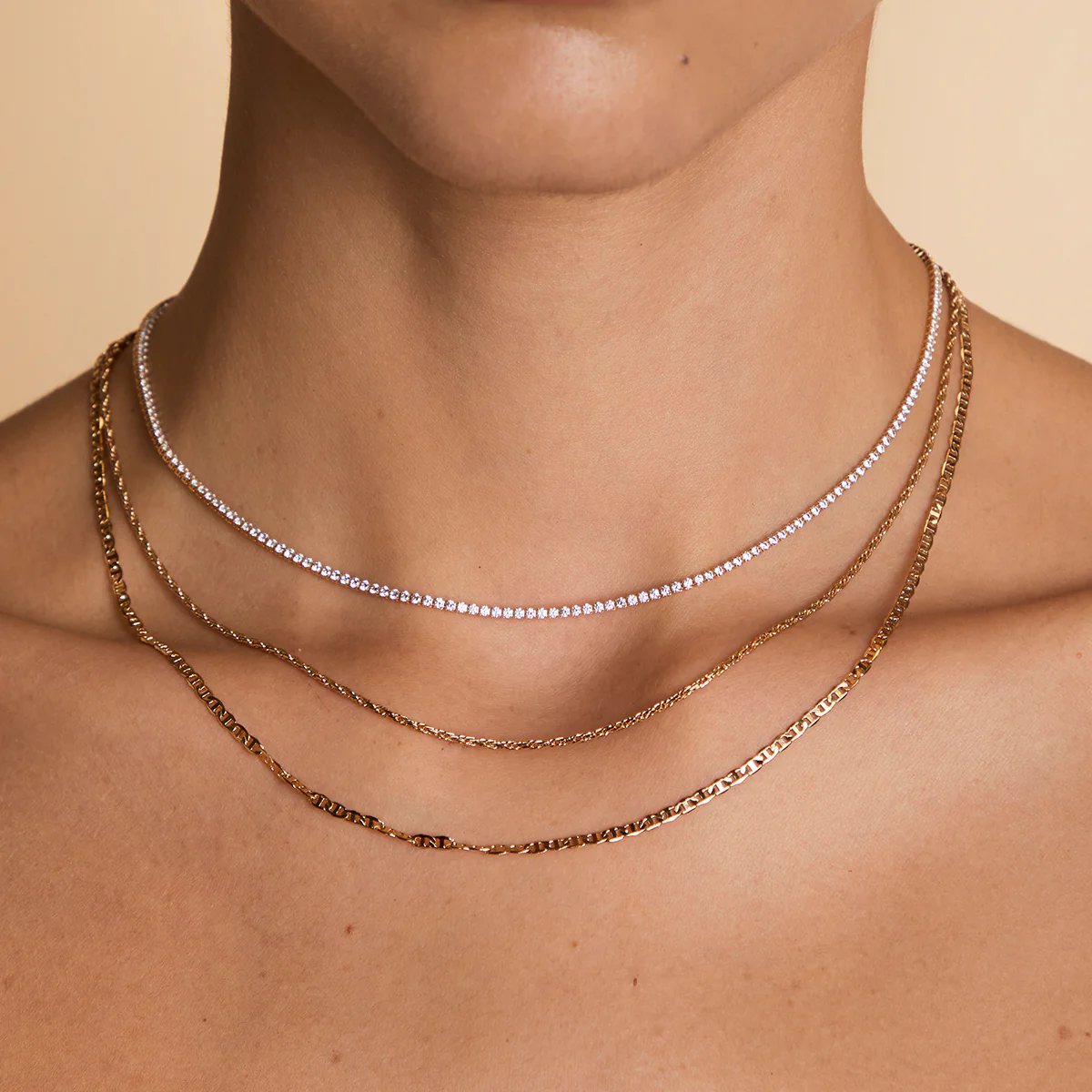 Illusion Double Chain Necklace in Gold - Image 3