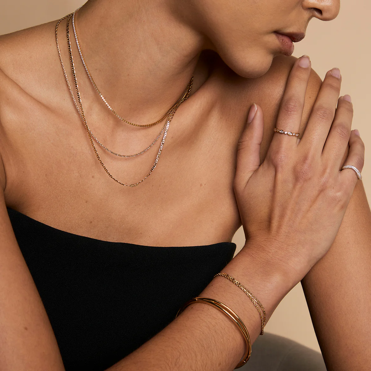 Illusion Double Chain Necklace in Gold - Image 5