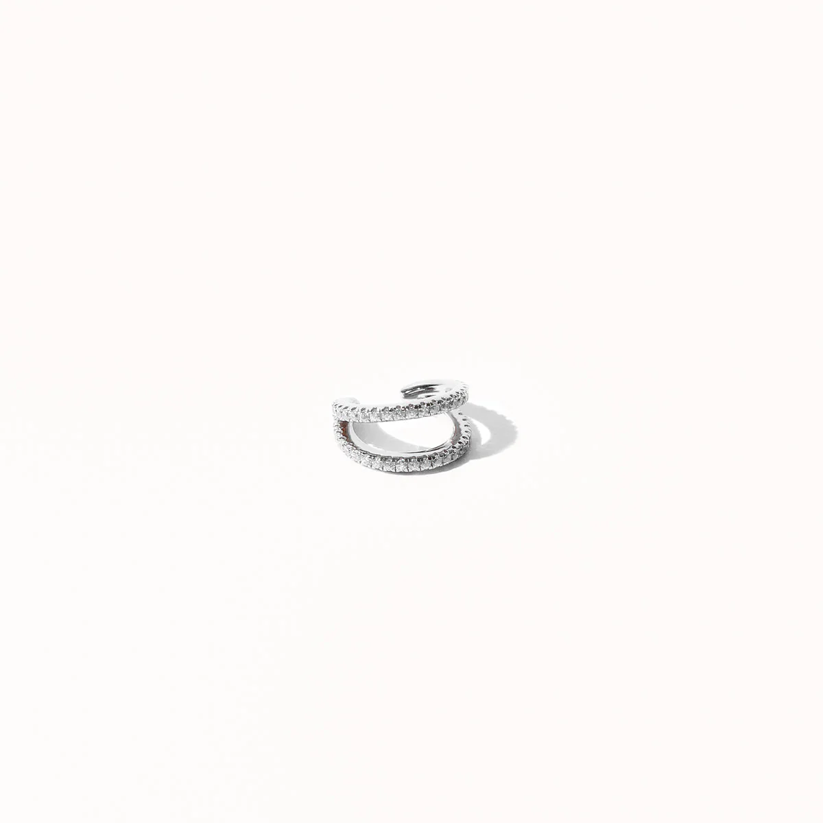 Illusion Double Crystal Ear Cuff in Silver - Image 3