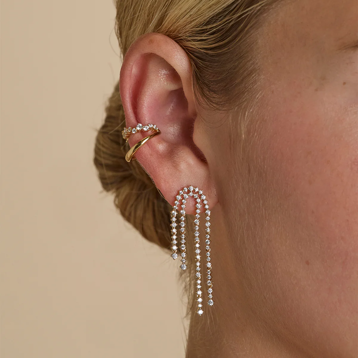 Illusion Spiral Ear Cuff in Gold - Image 4