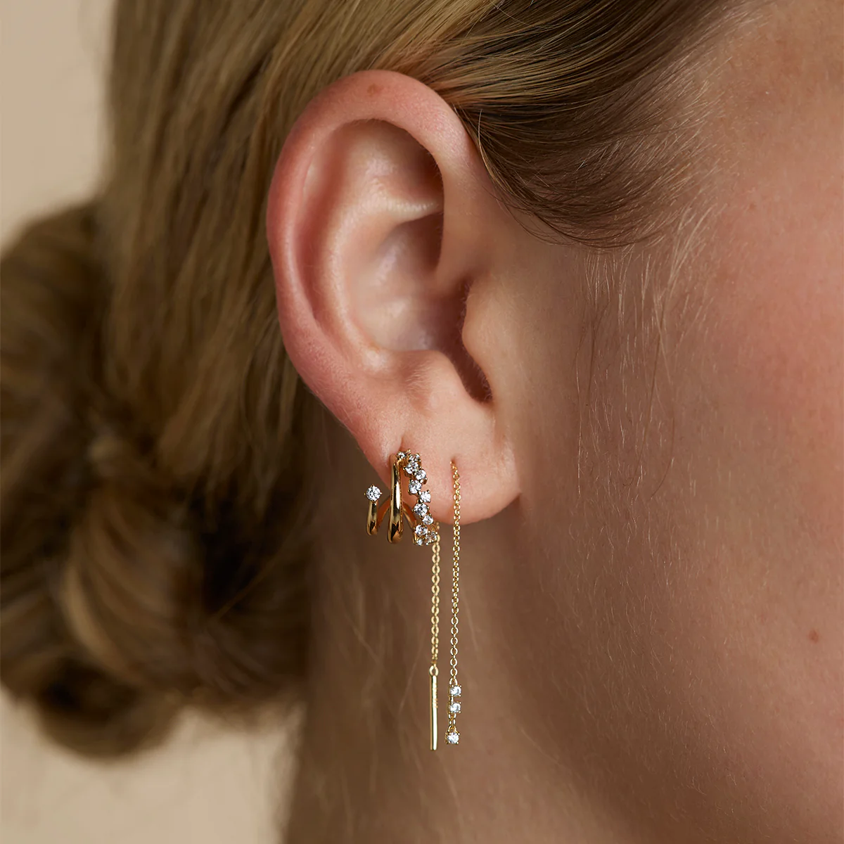 Illusion Spiral Huggies in Gold - Image 3