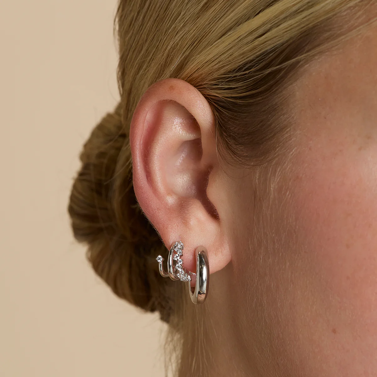 Illusion Spiral Huggies in Silver - Image 3