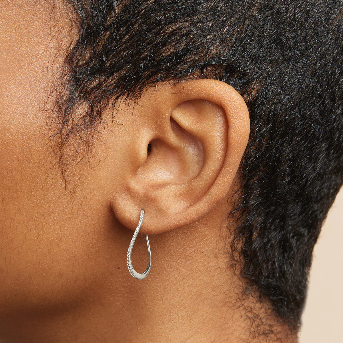 Infinite Topaz Pavé Hoops in Solid White Gold - Image 2