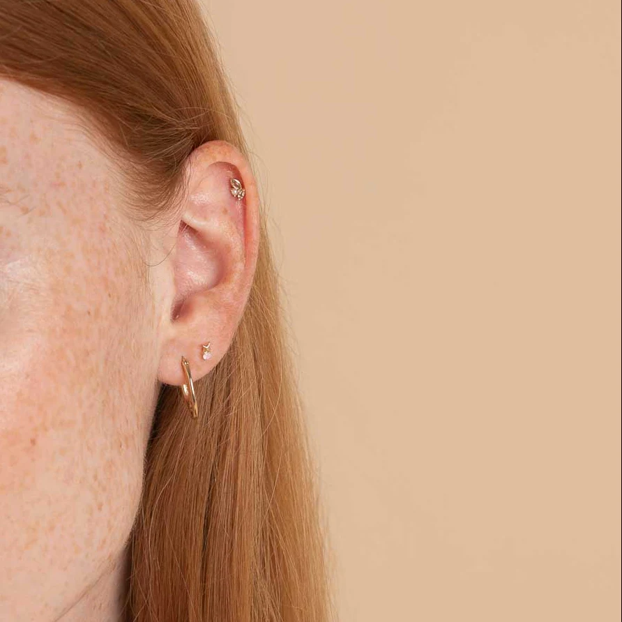 June Moonstone Birthstone Earrings in Solid Gold - Image 3