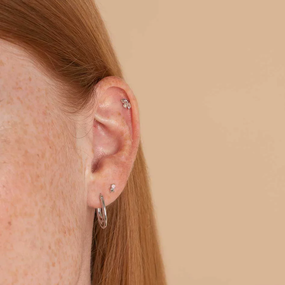 June Moonstone Birthstone Earrings in Solid White Gold - Image 3
