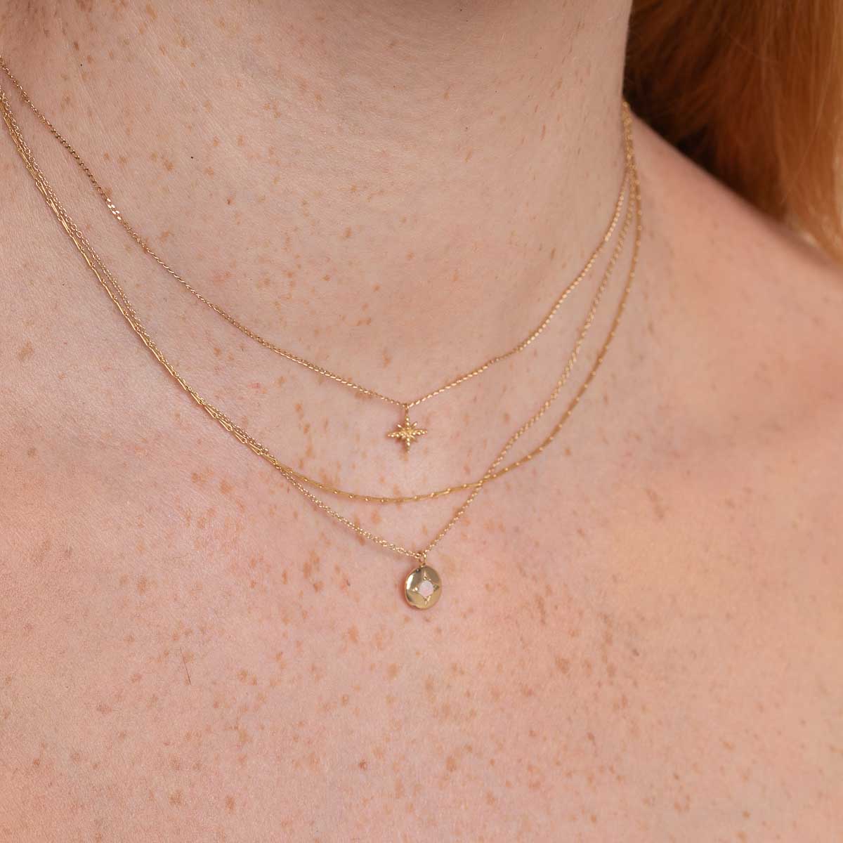 June Moonstone Birthstone Necklace in Solid Gold - Image 3